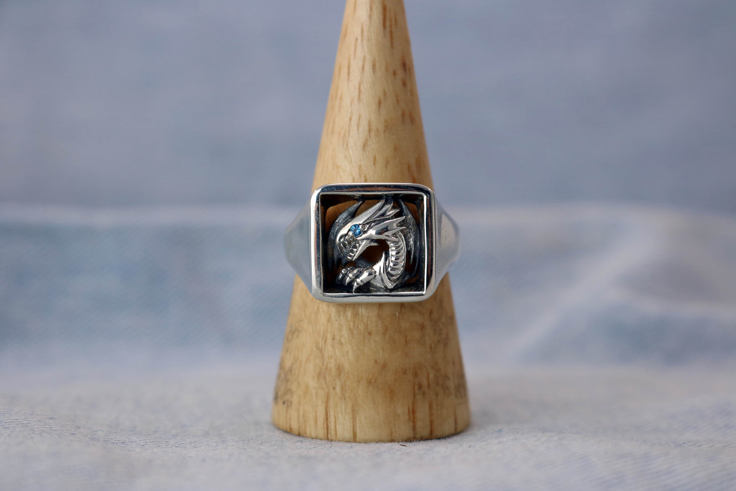 Blue Eyes Silver Ring